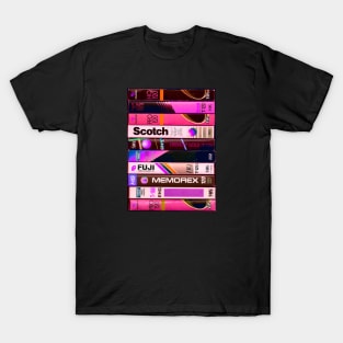 90s Retro VHS Tapes Neon Pink T-Shirt